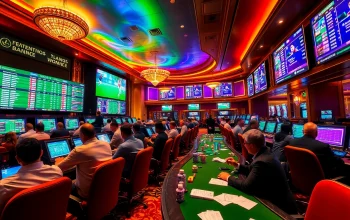 Excited bettors analyze tỷ lệ bóng đá kèo nhà cái in a lively casino atmosphere.